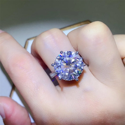 Luckacco Certificate 5/10Ct D Color Moissanite Diamond Ring 925 Sterling Silver Party Wedding Band Rings for Women Engagement Jewelry