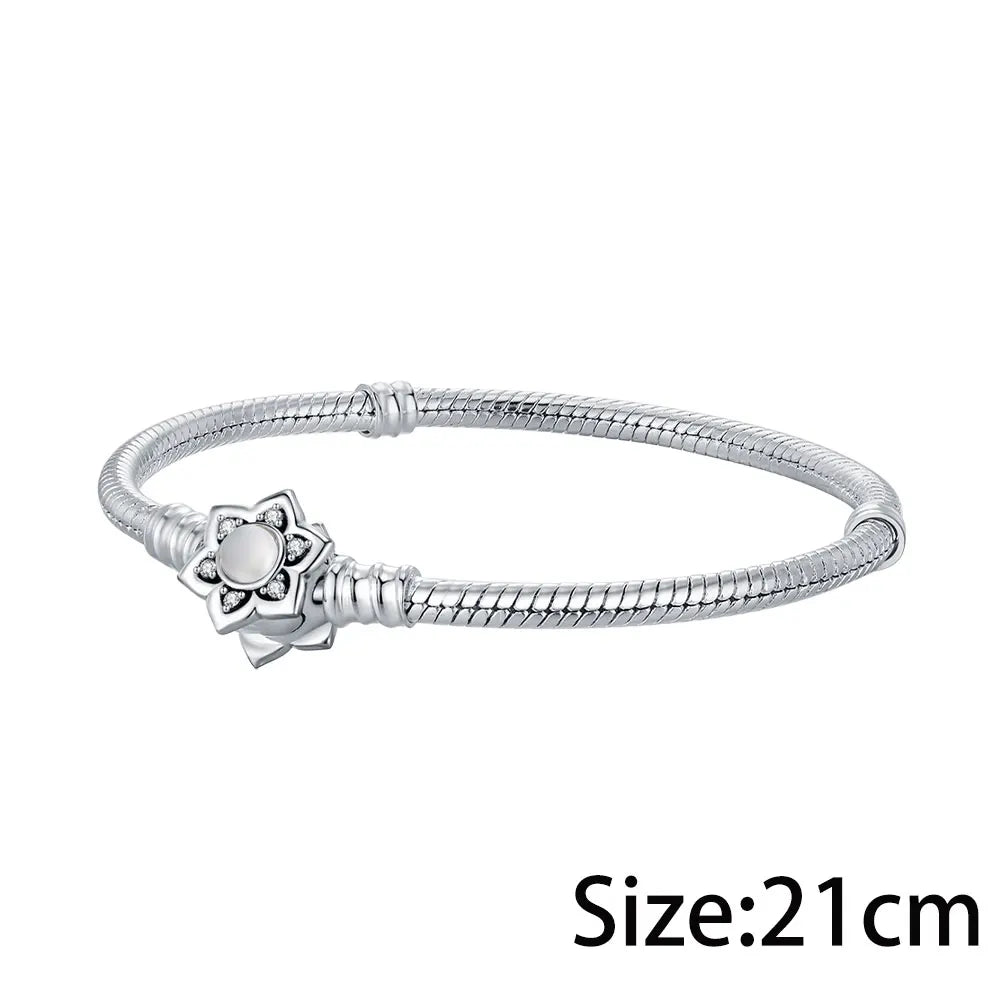 luckacco 925 sterling silver lotus charm fit bracelet diy for women fashion pendant romantic jewelry elegant charm fine 2025 new hot bead