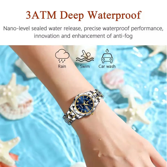 Luckacco POEDAGAR Fashion Ladies Wristwatch Week Date Luminous Waterproof Woman Watch Stainless Steel Luxury Women's Quartz Watches reloj