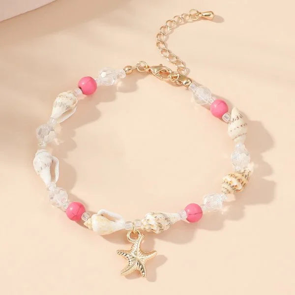 luckacco bohemian imitation shell beads bracelet for women sea star turtle woven rope bracelet handmade friendship beach holiday  jewelry