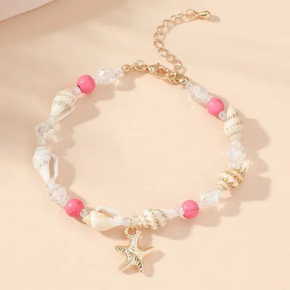 Luckacco Bohemian Imitation Shell Beads Bracelet For Women Sea Star Turtle Woven Rope Bracelet Handmade Friendship Beach Holiday  Jewelry