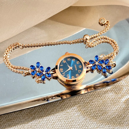Luckacco Live burst new diamond set flowers color diamond simple fashion pull bracelet watch women's watch