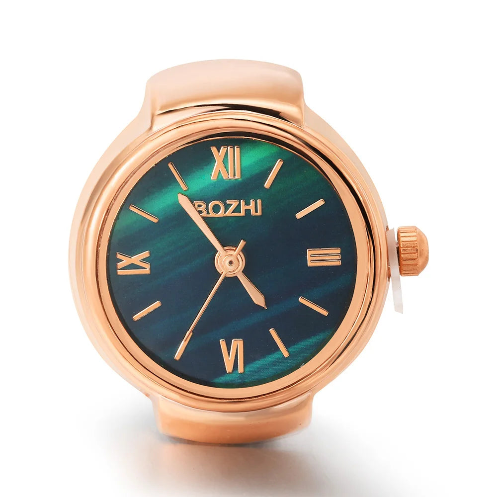 luckacco gemosa round finger watch stainless steel italian charm link classic clock quartz watch ring trendy jewelry for men women