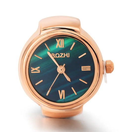 Luckacco GEMOSA Round Finger Watch Stainless Steel Italian Charm Link CLassic Clock Quartz Watch Ring Trendy Jewelry for Men Women