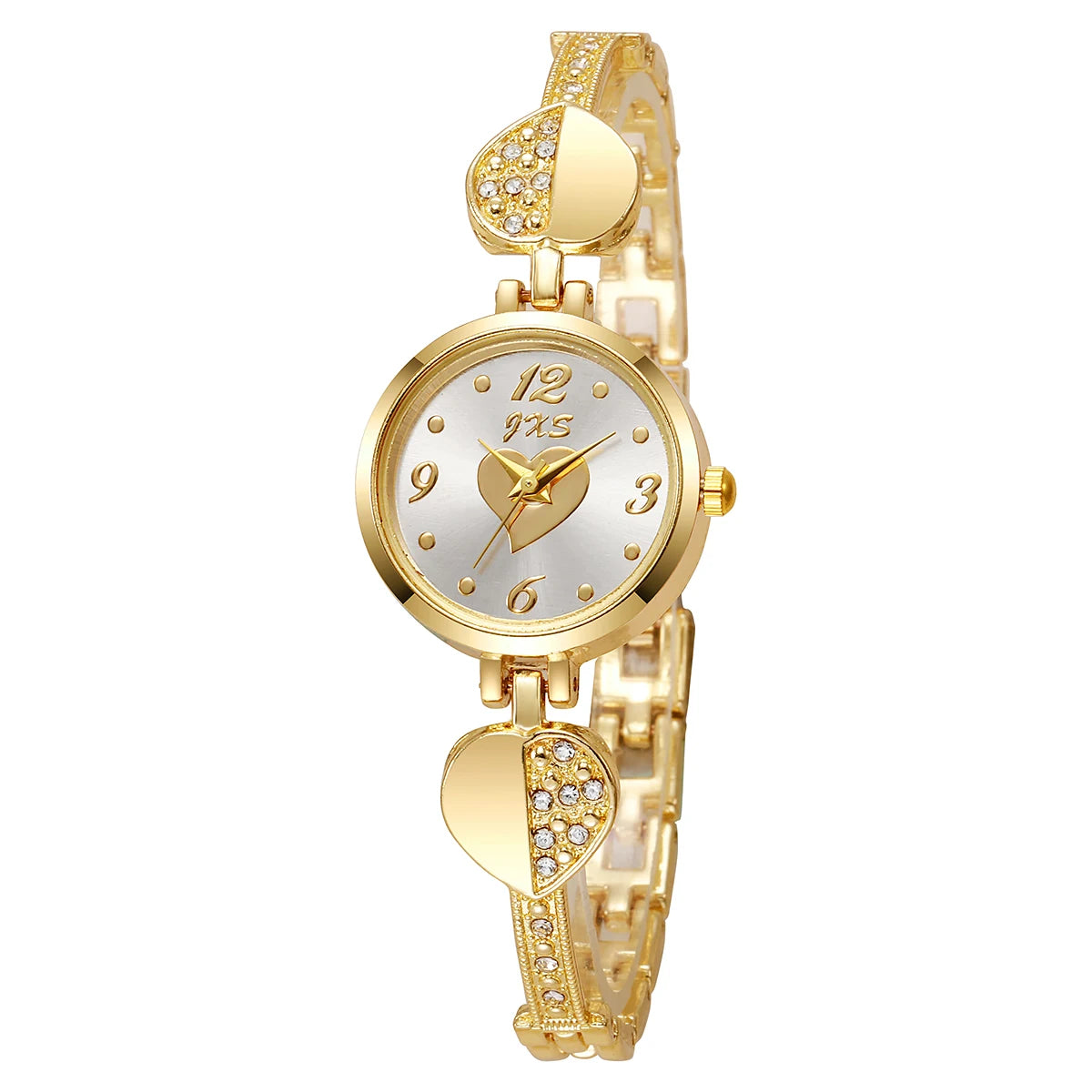 luckacco new small gold watch with diamond inlaid bracelet watch, women's compact round quartz watch