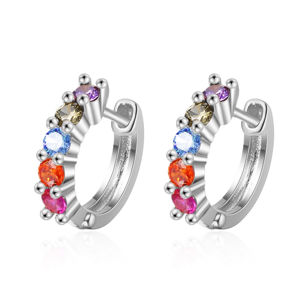 925 Sterling Silver 2021 Women's Fine Jewelry High Quality Color Crystal Zircon Earrings Gold Silver Earring aretes Creole -  - Luckacco Jewelry and Watch Store
