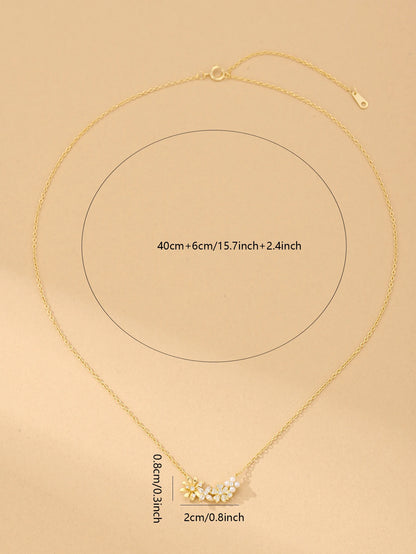 Luckacco Hot Selling 925 Sterling Silver Necklace Inlaid With Zircon Flowers And Pearls, With A Niche Design And Gentle Temperament.