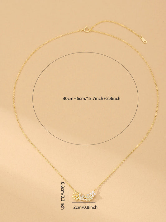 Luckacco Hot Selling 925 Sterling Silver Necklace Inlaid With Zircon Flowers And Pearls, With A Niche Design And Gentle Temperament.