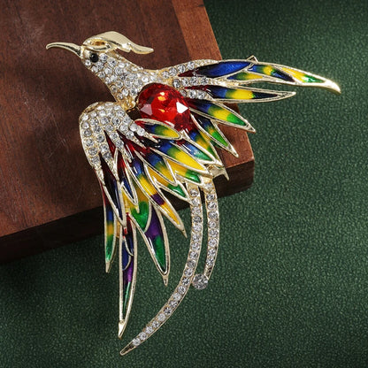 Luckacco Multicolor Crystal Phoenix Brooch Pin For Women Men Enamel Flying Beauty Bird Party Office Accessories Gifts