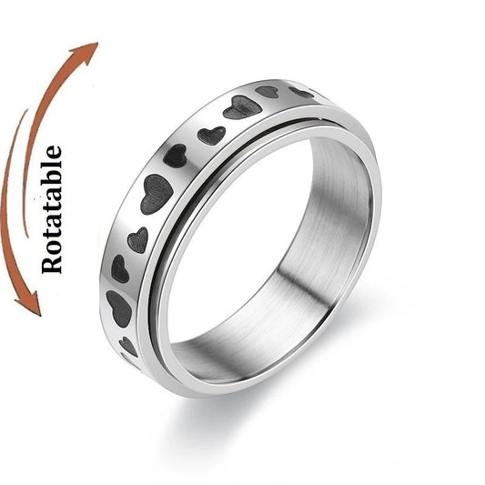 Luckacco Simple Stainless Steel Anxiety Fidget Spinner Rings for Couple Rotating Anti Stress Wedding Band Knuckle Ring Fashion Jewelry
