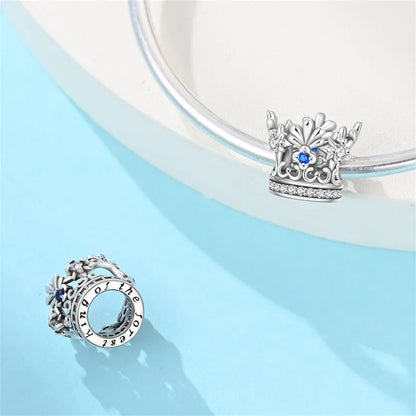 Luckacco Crown Charms Skull Bead Original 925 Sterling Silver Inlaid Zirconium Pendants Fit Bracelet Necklace Jewelry Lover Gift