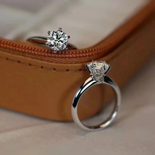 Luckacco Solitaire ring Real 925 Sterling silver 1ct Moissanite cz Engagement Wedding Band Rings for women Bridal Statement Party Jewelry