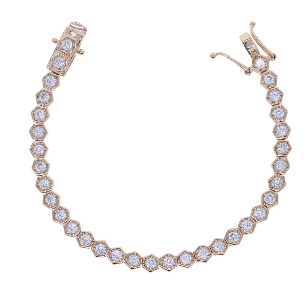 luckacco 2025 new iced out aaa cubic zirconia heart tennis chain bracelet silver color cz charm chain bracelet hip hop jewelry for women