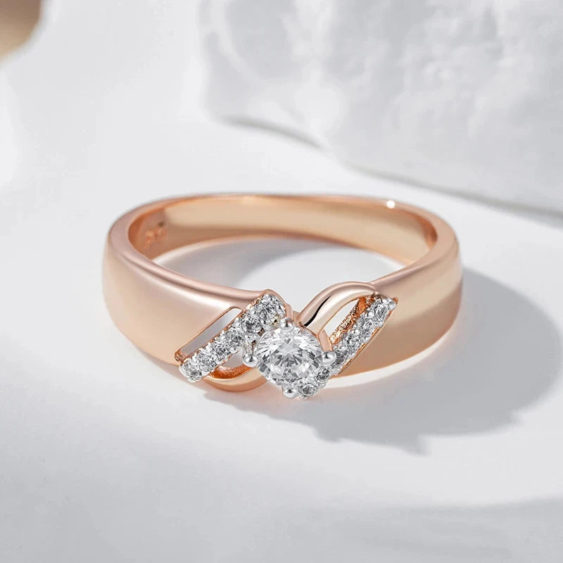 luckacco wbmqda luxury wedding rings for women 585 rose gold silver color mix   fashion creative zircon jewelry accessories