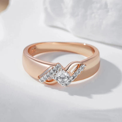 Luckacco Wbmqda Luxury Wedding Rings For Women 585 Rose Gold Silver Color Mix   Fashion Creative Zircon Jewelry Accessories