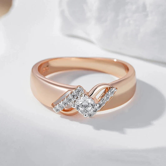 Luckacco Wbmqda Luxury Wedding Rings For Women 585 Rose Gold Silver Color Mix   Fashion Creative Zircon Jewelry Accessories