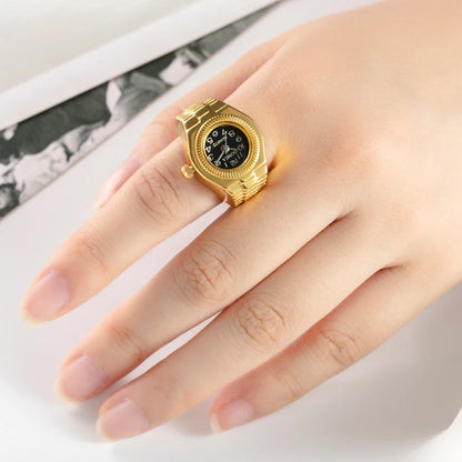 Luckacco Vintage Mini Finger Watch Rings Women's Retro Punk Rubber Band Alloy Quartz Clock Finger Couple Party Jewelry Gifts