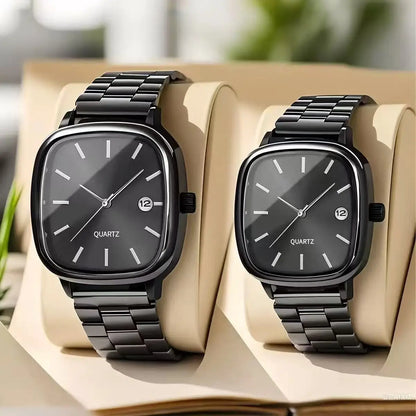 Luckacco Fashion Brand Men Watch Steel Strap Business Calendar Quartz Watches Luxury Wristwatches Gift  Big Dial Clock
