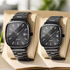 Luckacco Fashion Brand Men Watch Steel Strap Business Calendar Quartz Watches Luxury Wristwatches Gift  Big Dial Clock