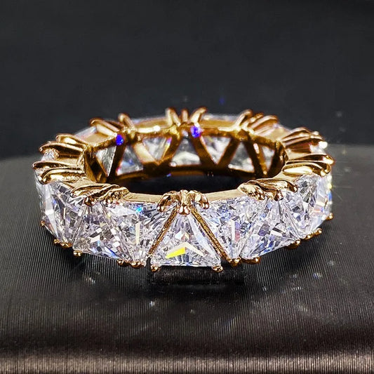 Luckacco daily picks Triangular CZ Promise Rings for Women Luxury Trendy Wedding Bands Accessories Engagement Party Hot Fashion Female Jewelry