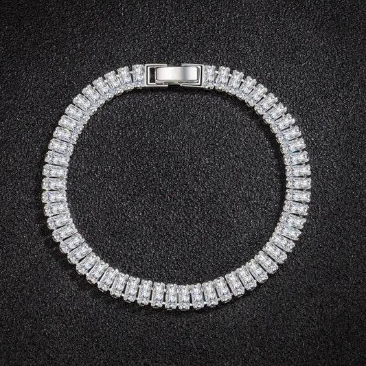 Luckacco Charms 925 Sterling Silver Bracelet Elegant Zircon Crystal Fine Jewelry For Women Girl Engagement Wedding Party Gift 18CM