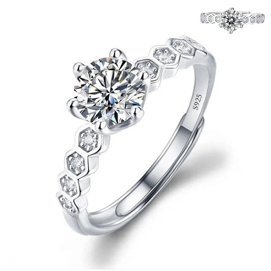 Luckacco Never Fade Luxury Classic 18K White Gold Color Ring Solitaire 2 Carat Zirconia Diamant Wedding Band Women Jewelry Accessories
