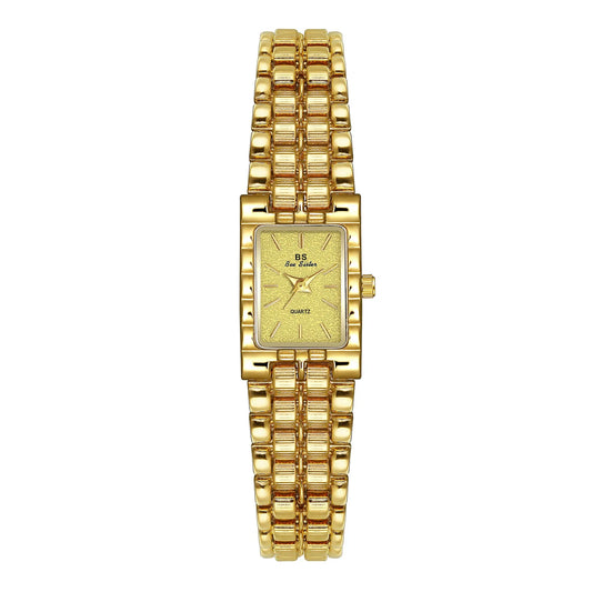 Luckacco Light Luxury Retro Gold Rectangle Classic Watches For Women Fashion Stainless Steel Womens Watch Vintage Quartz Wristwatches
