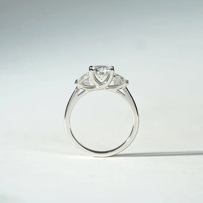 Luckacco 2.0CTTW 6.5mm D Color Moissanite Engagement Wedding Ring 925 Sliver GRA Certified Three Stone Band for Women Promise Fine Jewel