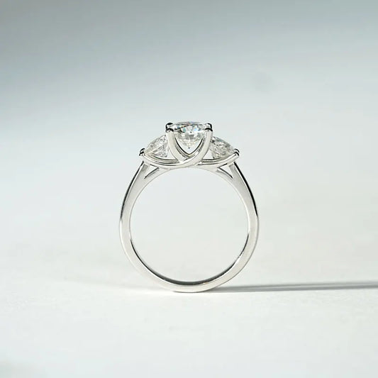 Luckacco 2.0CTTW 6.5mm D Color Moissanite Engagement Wedding Ring 925 Sliver GRA Certified Three Stone Band for Women Promise Fine Jewel