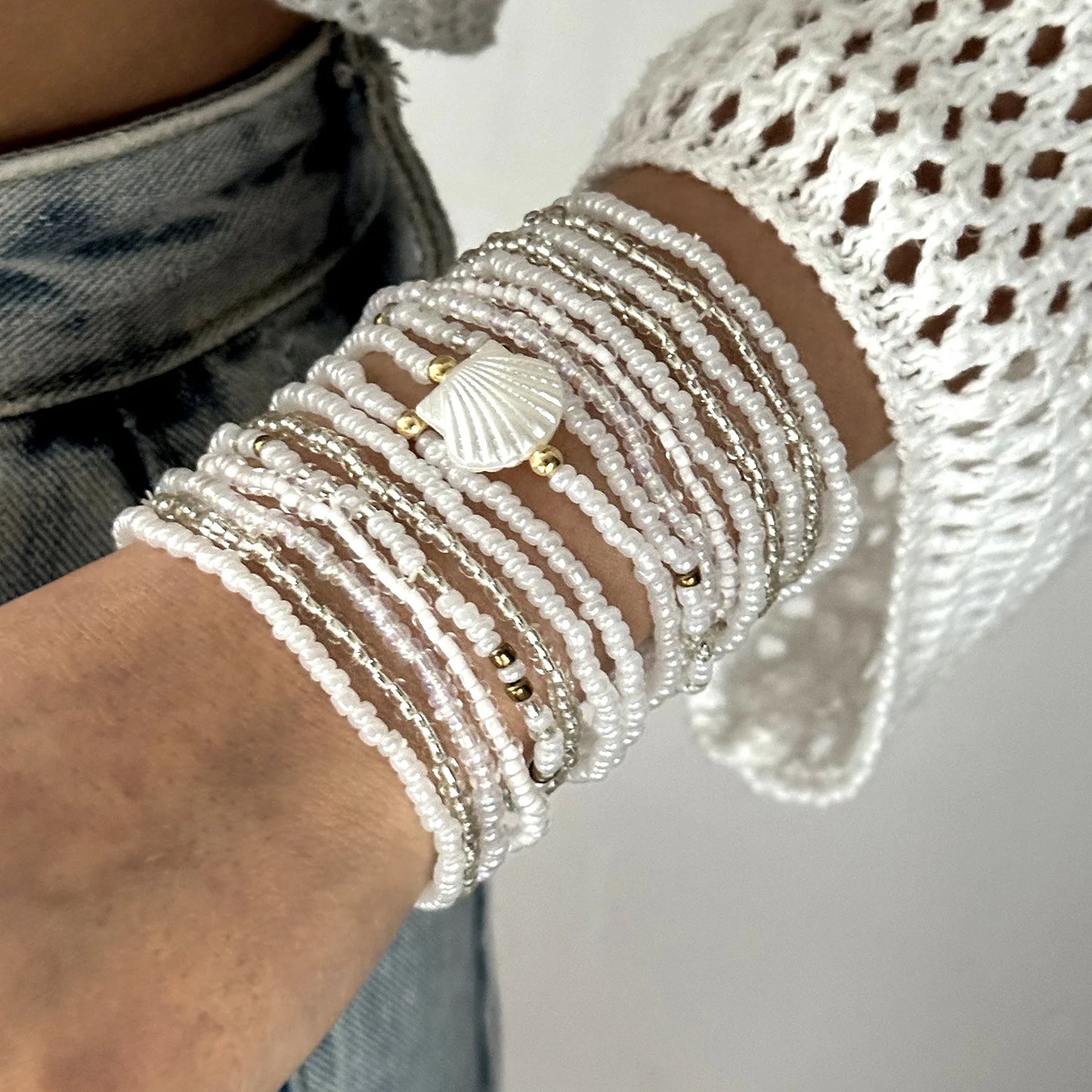 luckacco bohemian imitation shell beads bracelet for women sea star turtle woven rope bracelet handmade friendship beach holiday  jewelry