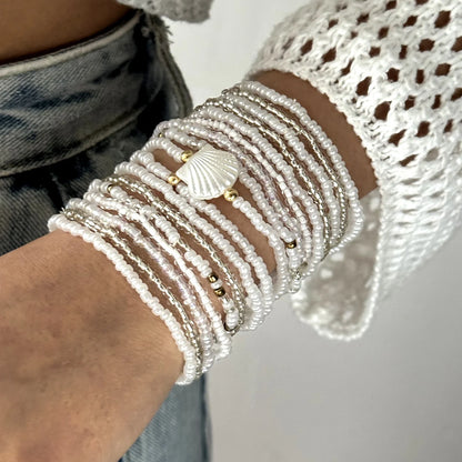 Luckacco Bohemian Imitation Shell Beads Bracelet For Women Sea Star Turtle Woven Rope Bracelet Handmade Friendship Beach Holiday  Jewelry