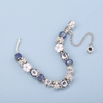 Luckacco BAOPON Spring Styles Butterfly Pansy Beads Charm Bracelets DIY Fine Bracelets For Women Men Fiancee Bijoux Pulseras Jewelry Gift