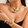Luckacco Exaggerated Heavy Metal Big Open Torques Choker Necklace fot Women Goth Adjustable Chunky Chain Grunge Jewelry Steampunk Men New