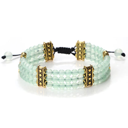 Luckacco Natural Stone Beads Bracelet 4mm Malachite Black Lava Yoga Energy Hot Couple For Women Men Jewelry Braided Rope Knot Bangle Gift