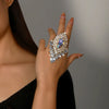Luckacco Shiny Colorful Crystal Large Rings Adjustable Wedding Jewelry Exaggerated Rhinestone Finger Rings Jewelry Accessories