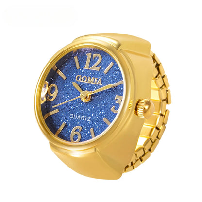 Luckacco Couple Finger Watch Ring Vintage Punk Elastic Alloy Band Men Women Jewelry Clock Roman Numerals Dial 28Style Mini Quartz Watches