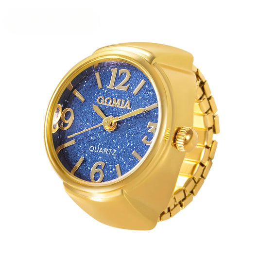 Luckacco Couple Finger Watch Ring Vintage Punk Elastic Alloy Band Men Women Jewelry Clock Roman Numerals Dial 28Style Mini Quartz Watches