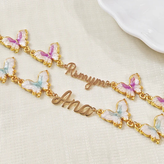 Luckacco Customized Bracelet Gold Butterfly Bracelet Customized Name Women's Jewelry Gift Valentine's Day Gift
