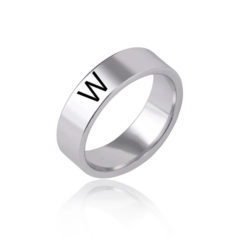 luckacco fashion 26 english initial letter ring stainless steel engraved name rings for women birthday gifts