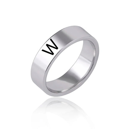 Luckacco Fashion 26 English Initial Letter Ring Stainless Steel Engraved Name Rings For Women Birthday Gifts