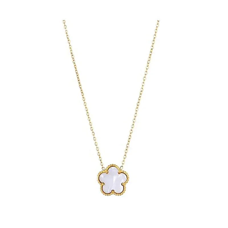 luckacco 14k gold plated five-leaf clover link bracelets white black blue gold red green lucky bracelets jewelry gifts trendy for women