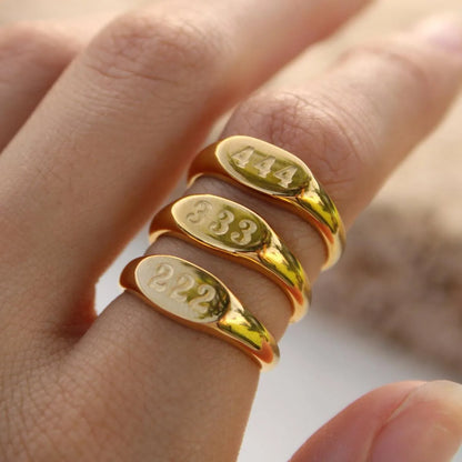 Luckacco 2023 Fashion  Angel Number Rings Jewelry For Women 111 222 333 444 Lucky Number Stainless Steel Ring For Girls