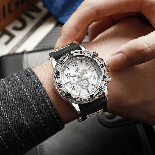 Luckacco Fashion Large Dial Men’s Watch Casual Silicone Band Analog Quartz Wrist Watch Man Sports Watches Reloj Hombre