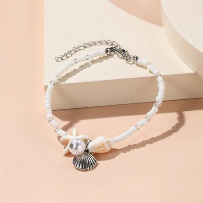 Luckacco Bohemian Imitation Shell Beads Bracelet For Women Sea Star Turtle Woven Rope Bracelet Handmade Friendship Beach Holiday  Jewelry