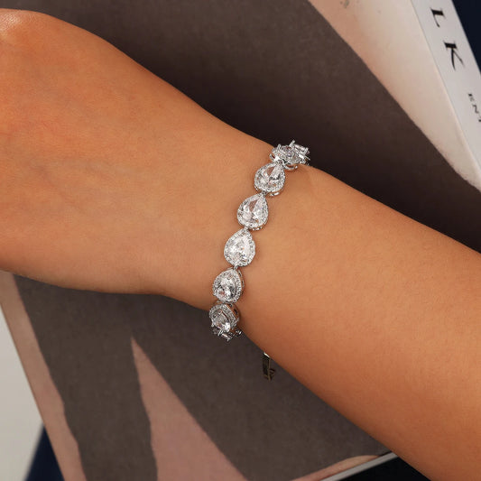 Luckacco Micro inlaid exquisite AAA drop zircon bracelet feminine bridal wedding dress hand ornament