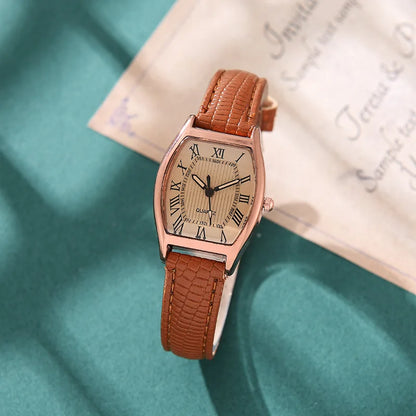 Luckacco Fashion Women Small Ladies Wristwatches Brown Retro Vintage Leather Bracelet Watch Waterproof Quartz Wristwatches Reloj Mujer