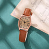 Luckacco Fashion Women Small Ladies Wristwatches Brown Retro Vintage Leather Bracelet Watch Waterproof Quartz Wristwatches Reloj Mujer