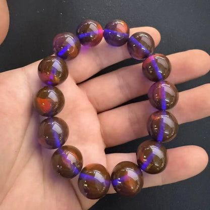 Luckacco 16Mm Bracelet Blue Amber Lucky