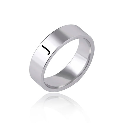 Luckacco Fashion 26 English Initial Letter Ring Stainless Steel Engraved Name Rings For Women Birthday Gifts