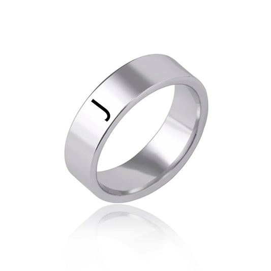 Luckacco Fashion 26 English Initial Letter Ring Stainless Steel Engraved Name Rings For Women Birthday Gifts
